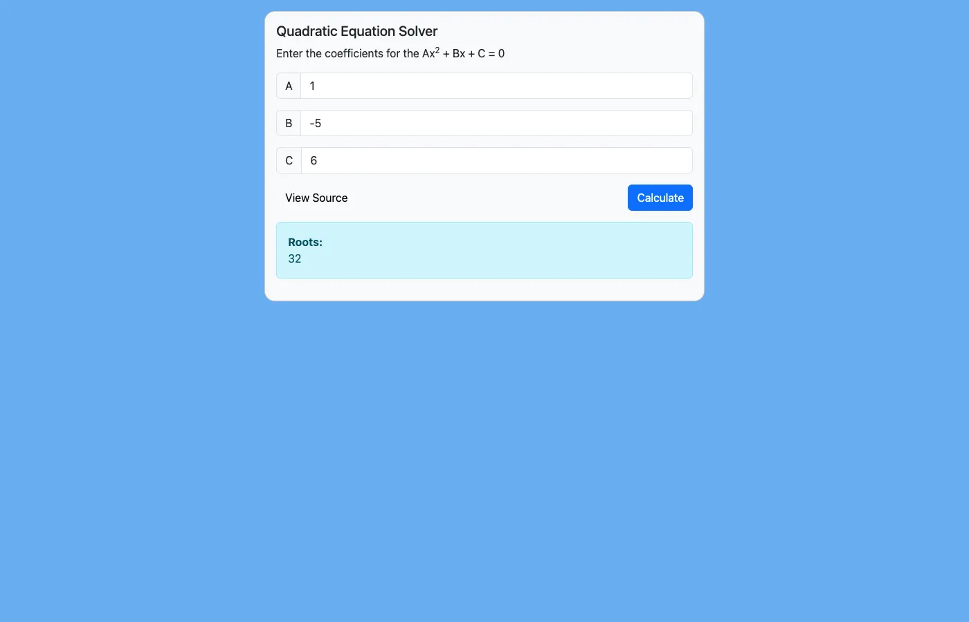 Normal calculation showing correct roots